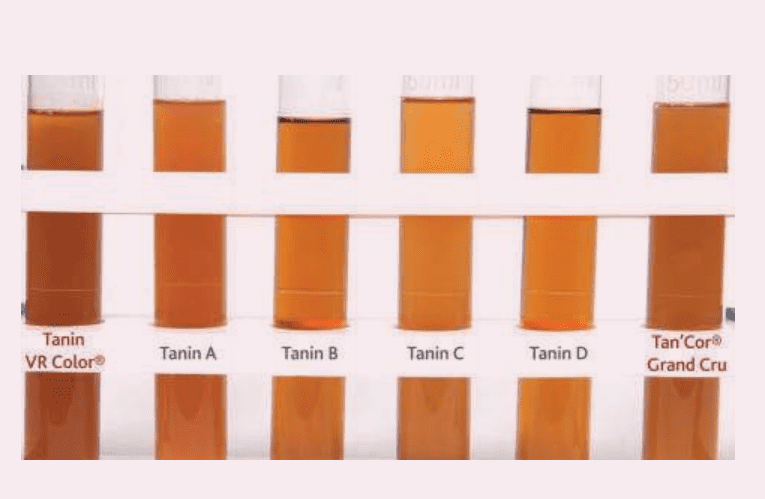 Results of ethanal test with 4 products of the market. TANIN VR COLOR® is the most reactive to acetaldehyde (ethanal), key step in the colour stabilisation and formation of tannin-anthocyanin complexes. Results of ethanal test with 4 products of the market. TANIN VR COLOR® is the most reactive to acetaldehyde (ethanal), key step in the colour stabilisation and formation of tannin-anthocyanin complexes.