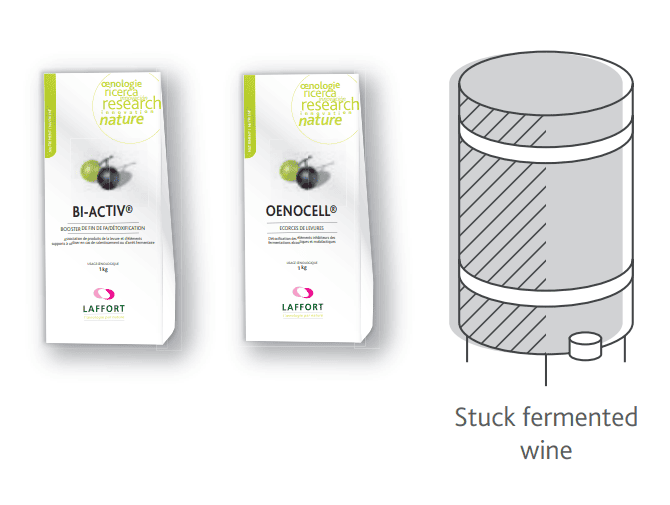 Preliminary operation on stuck wine