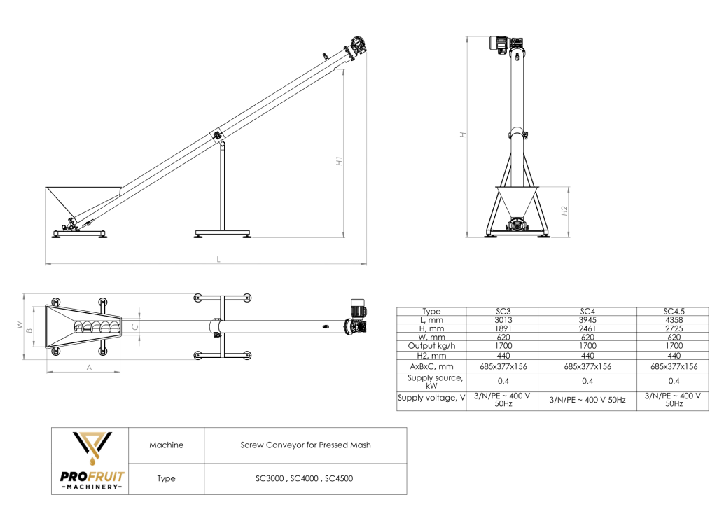profruit screw conveyor for pressed mash profruit screw conveyor for pressed mash